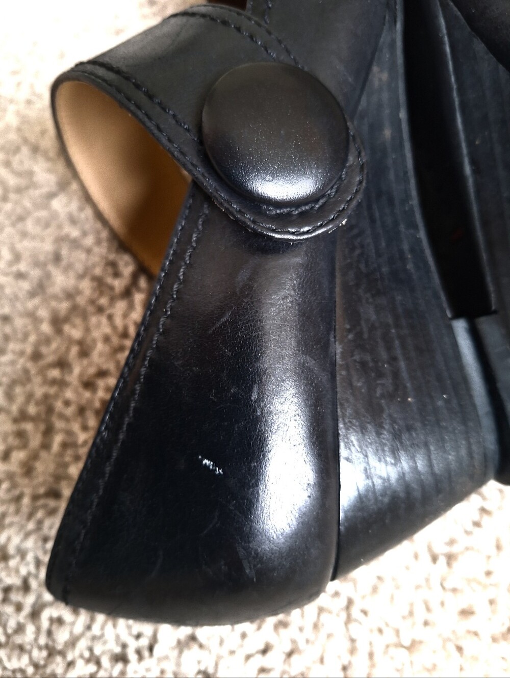 ECCO Black Leather Mary Janes Comfortable Wedge Pumps Heels Womens Size 7.5 38 - Picture 7 of 10